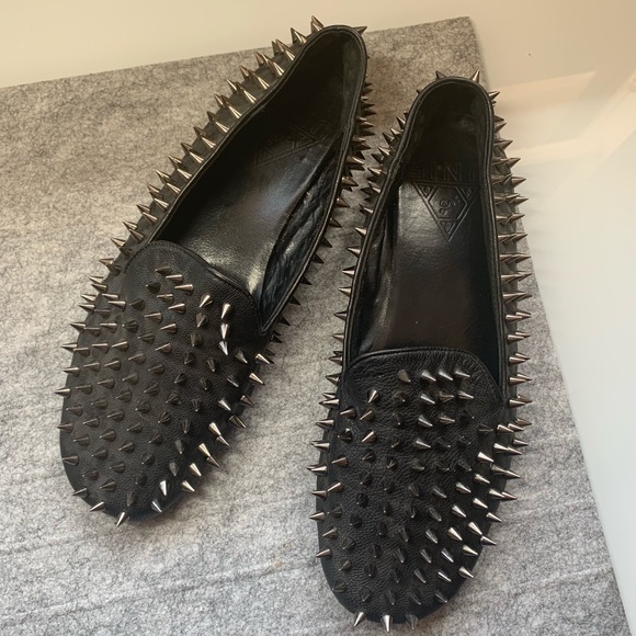 UNIF Shoes - UNIF Hellraiser Loafer Black Silver Spike Studded